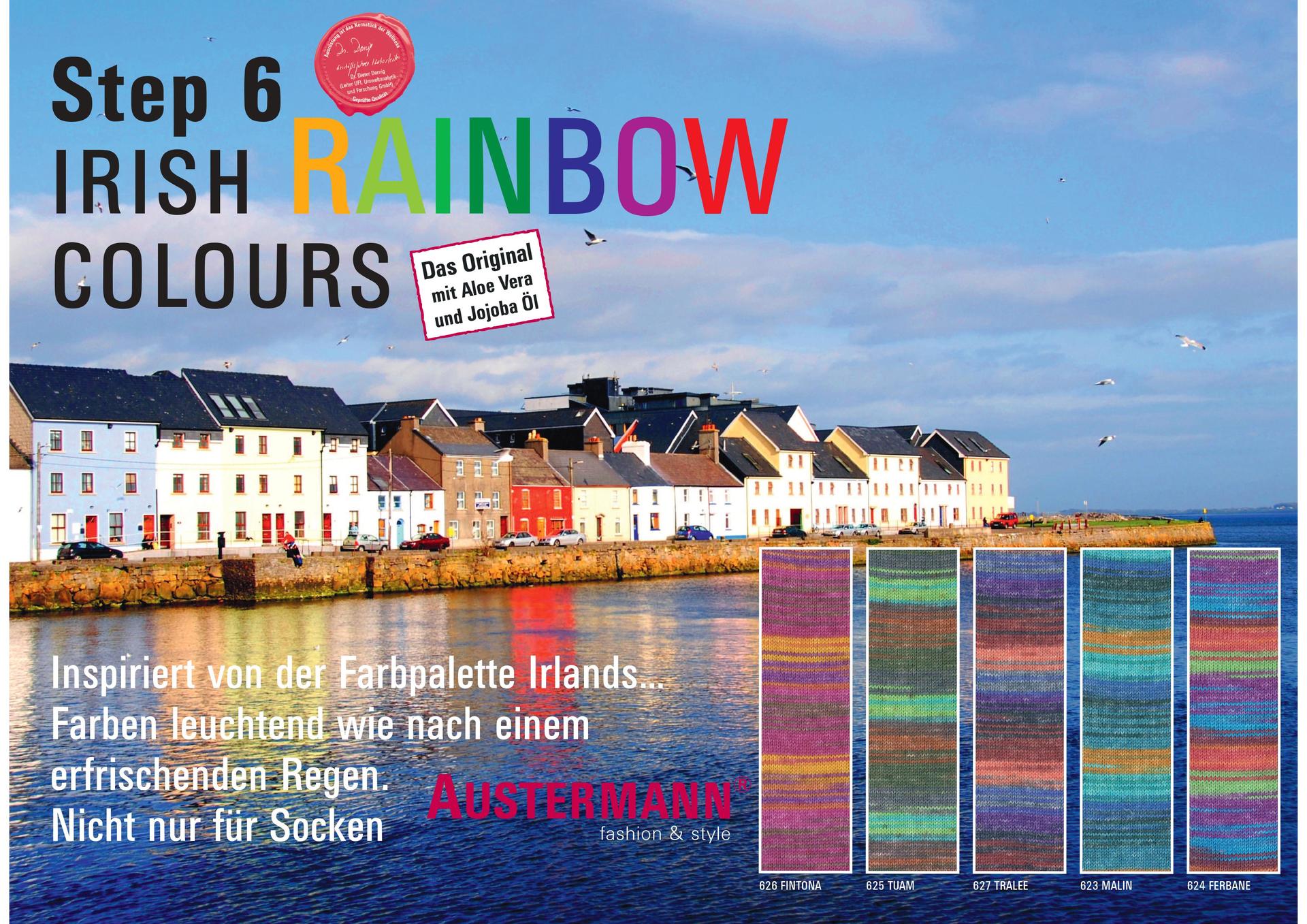 Austermann STEP 6 Irish Rainbow Colors tolle inspirierende Farben nach einem Regenguss . Nicht nur für Socken geeignet !!