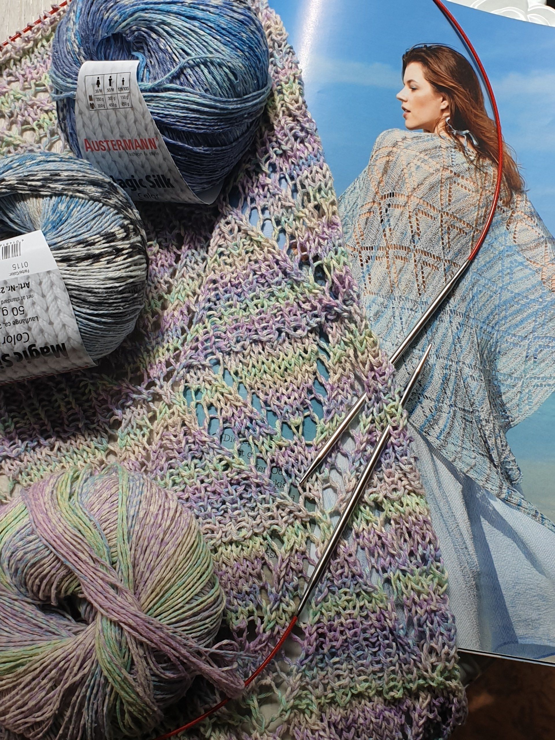 AUSTERMANN MAGIC SILK COLOR, reine Seide  Farbdruck in  pudrigen Farben für Tücher und Pullover geeignet