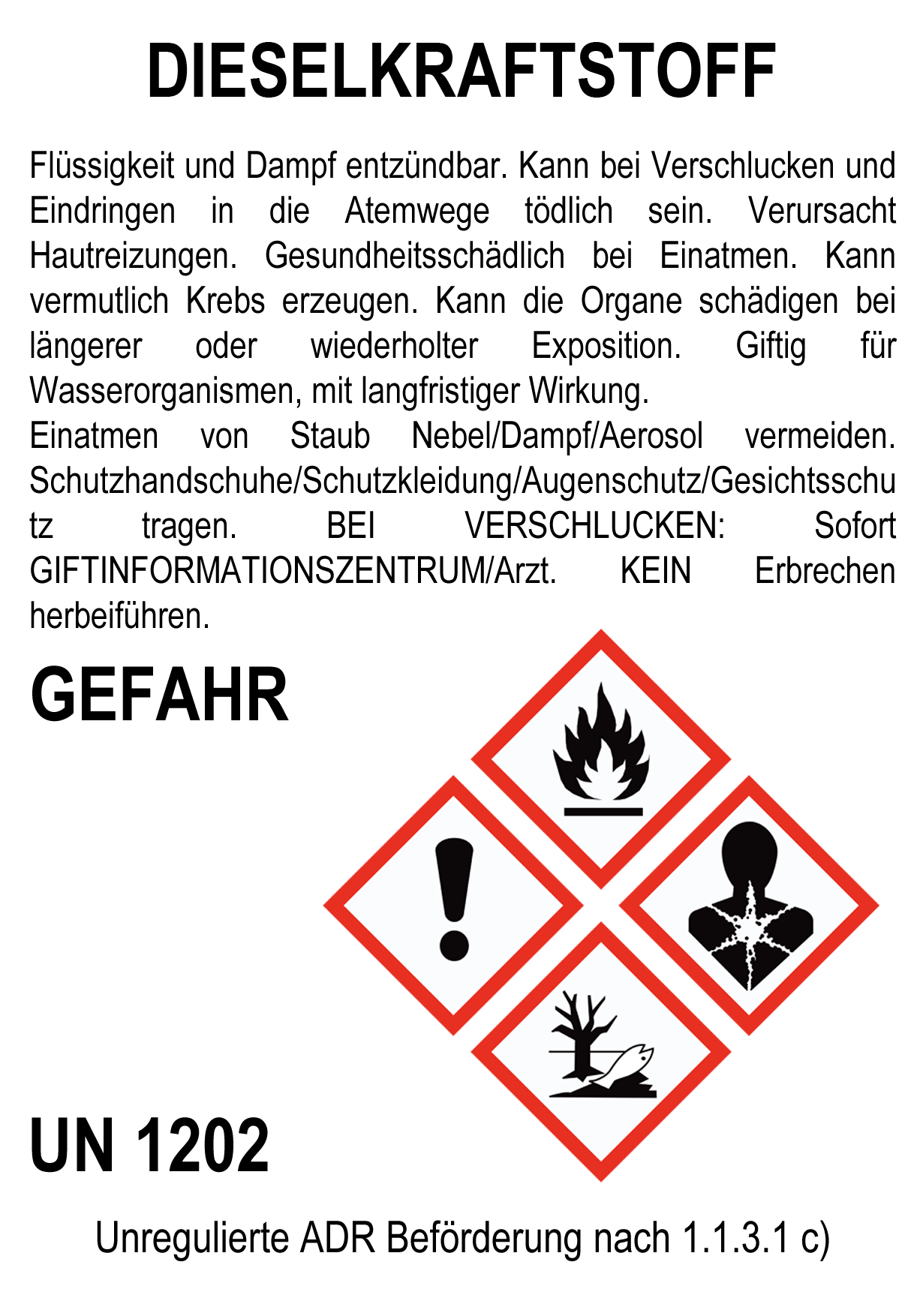 Etichetta CLP - GASOLIO DE