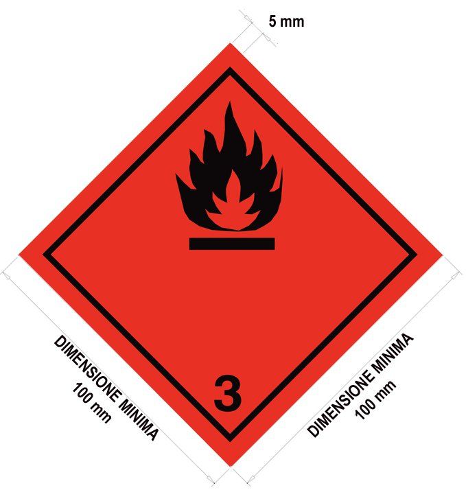 ETICHETTA ADR 10 X 10 CM DIMESIONI ETICHETTA ADR