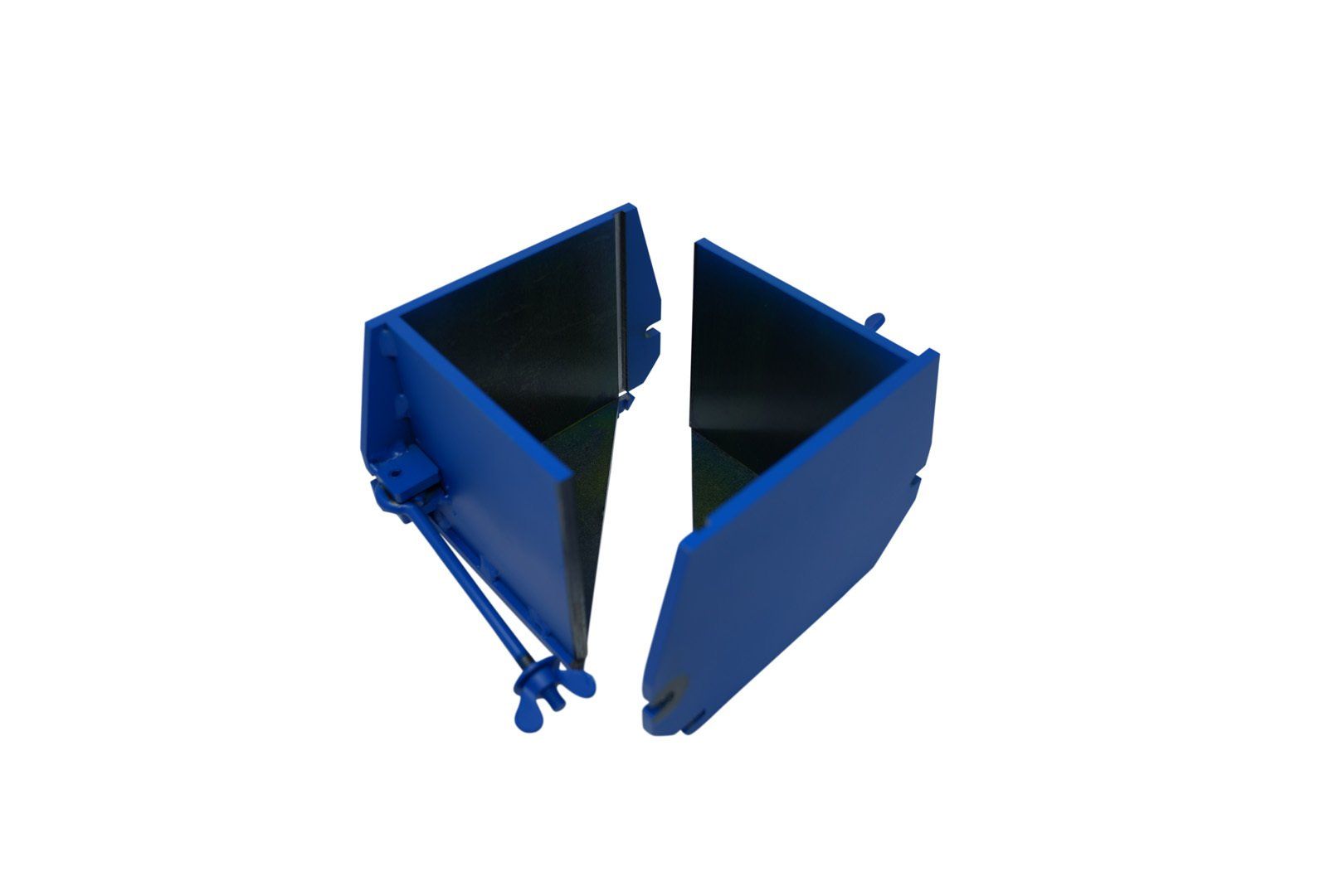 Probewuerfelform-stahl-150x150x150-diagonal-geteilt-blau