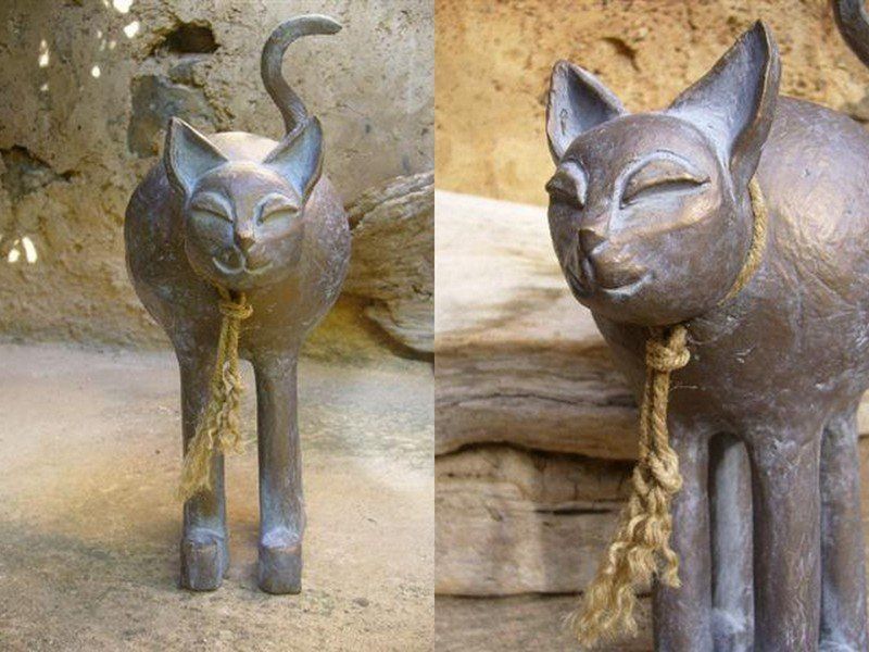 Chat Terre Patine bronze Clair