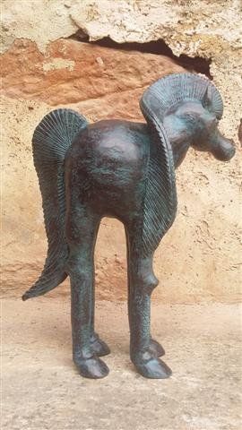 Cheval Grand mâle céramique patine Bronze vieilli