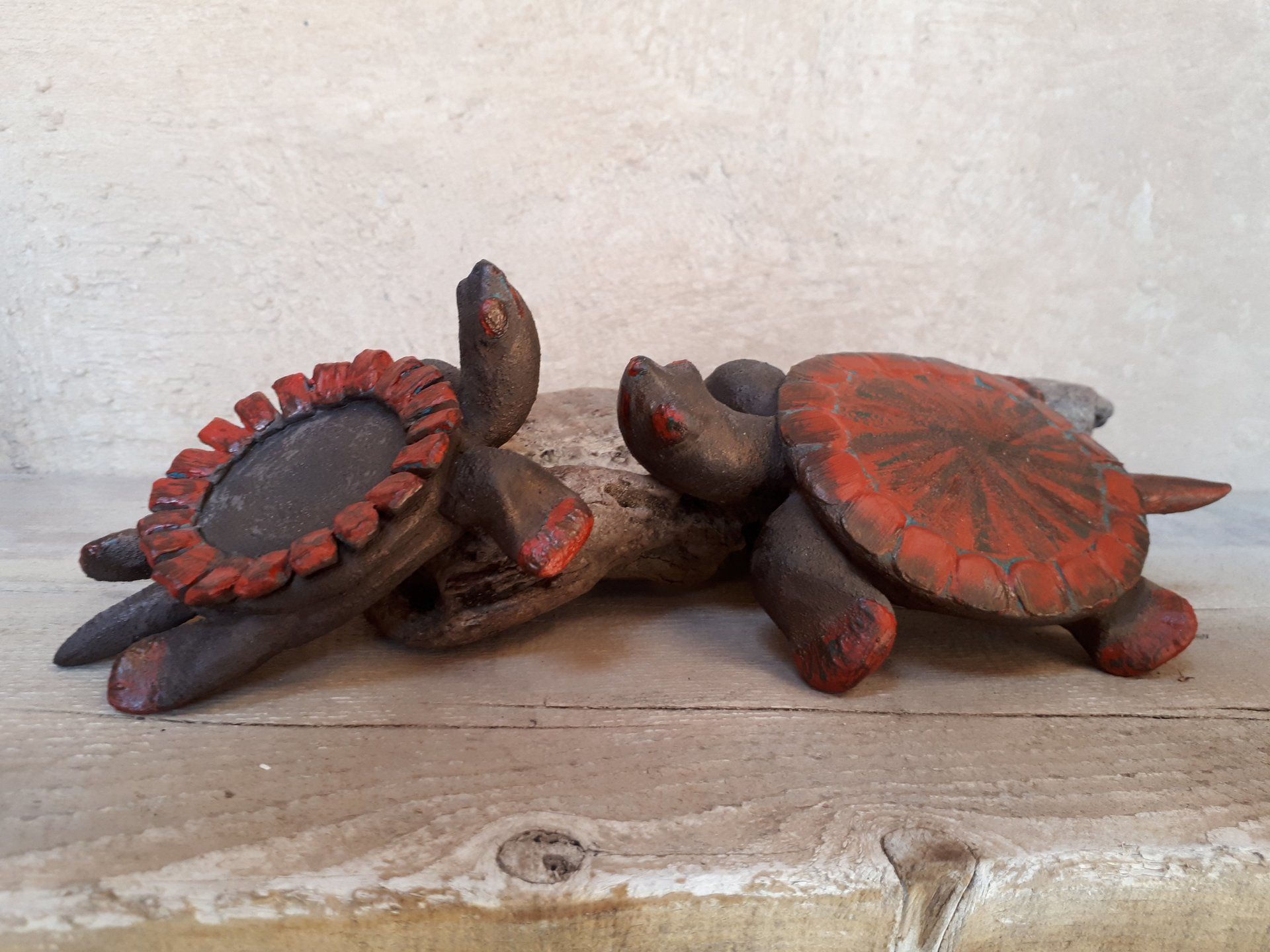 Tortue Grès brun & huile rouge