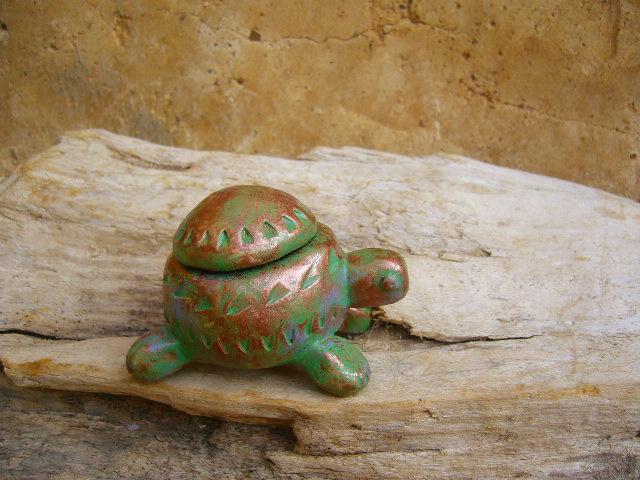 Tortue Boîte à Secrets Patine cuivrée