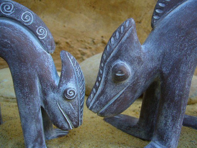 Caméléons Terre Patinée Cuivre céramique