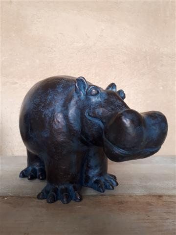 Hippopotame Hippopotamus Sculpture terre cuite céramique patine bronze