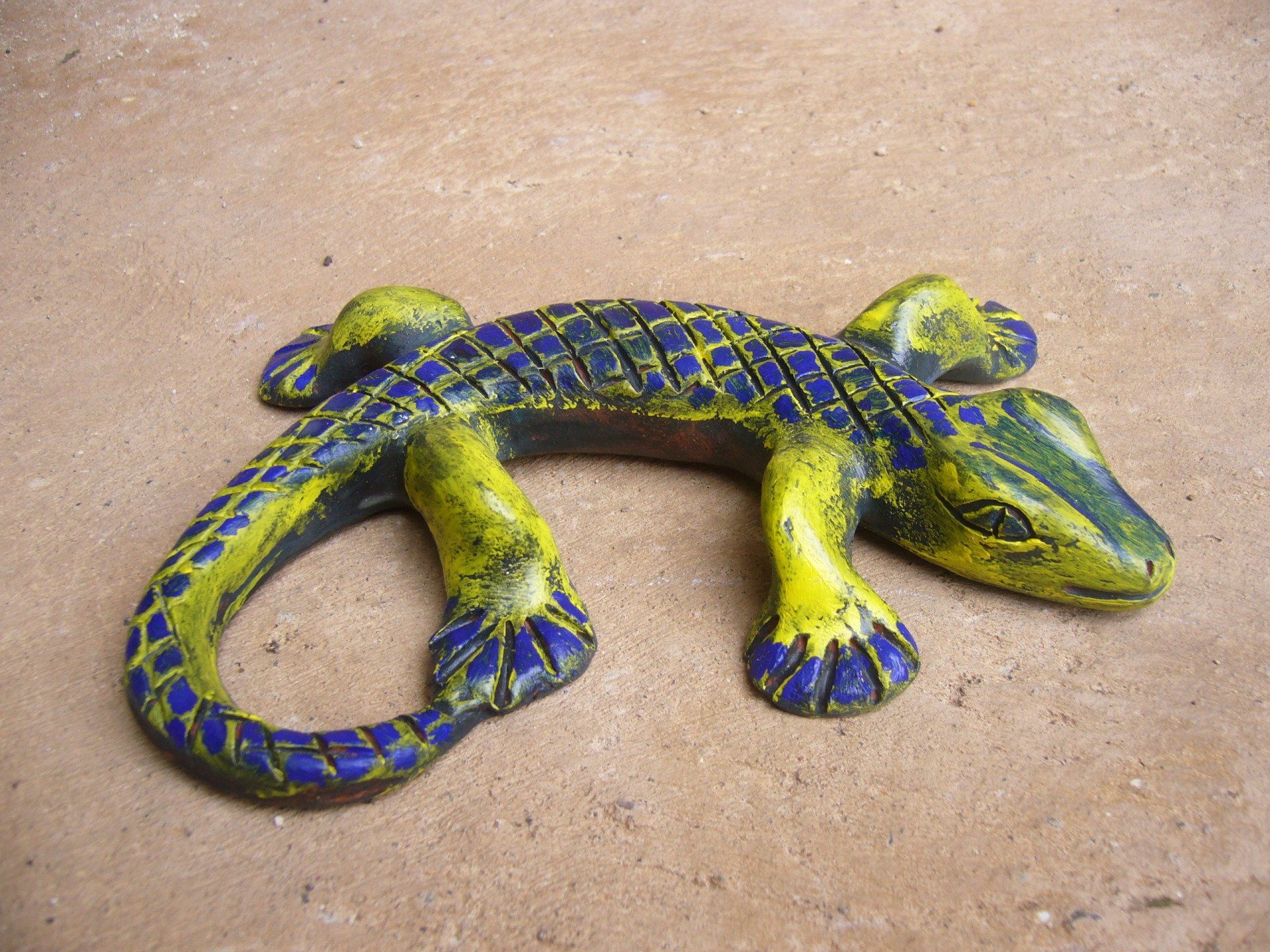 lézard céramique peinte huiles