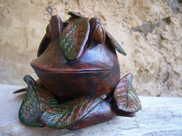 Grenouille Terre Patine Bronze & huiles