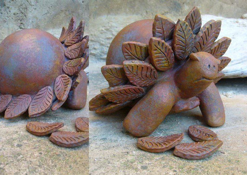 Tortue grès céramique enfumée patine fer