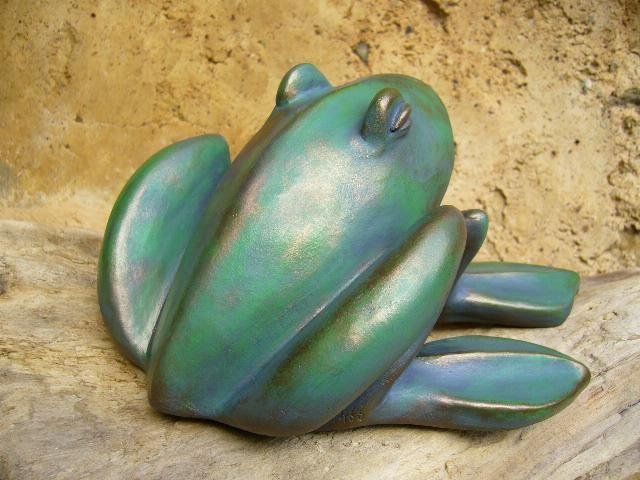 Grenouille terre Patine Verte & Bronze