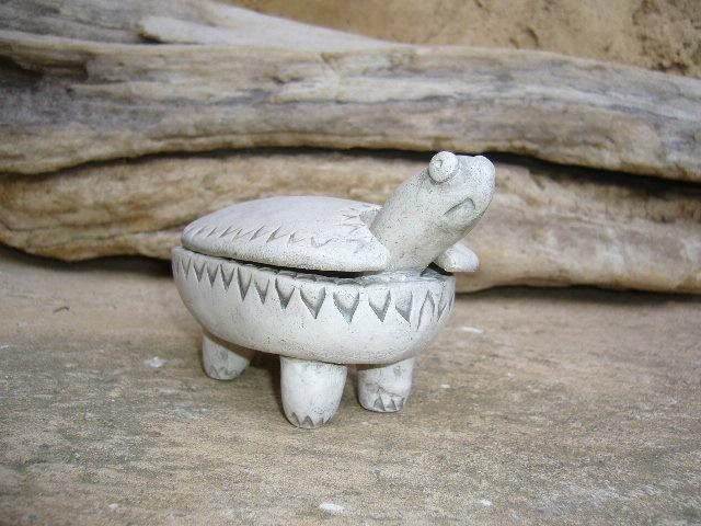 Tortue Boîte à Secrets Argile Blanche patinée