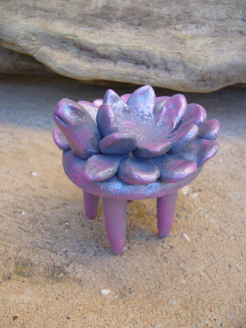 Tortue céramique fleur patine rose