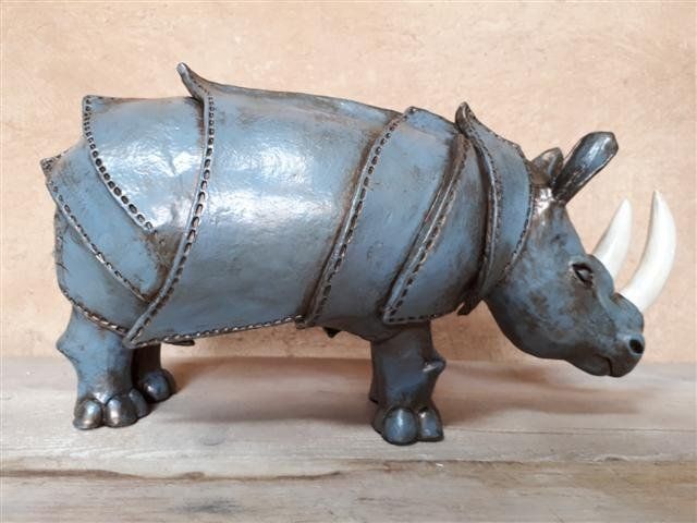 Sculptures de Rhinocéros terre cuite patine métalisée bronze