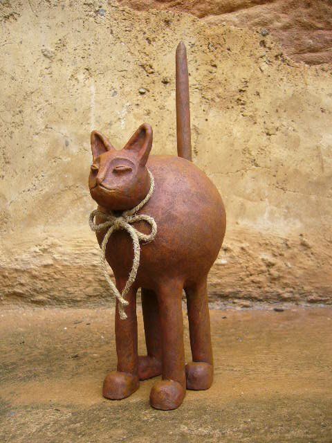 Chat Terre Patine Fer