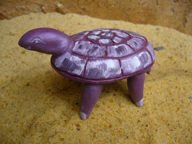 Tortue faïence patine rose