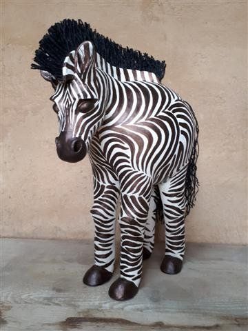 Sculptures Zèbres Terre cuite rayures Patine Bronze