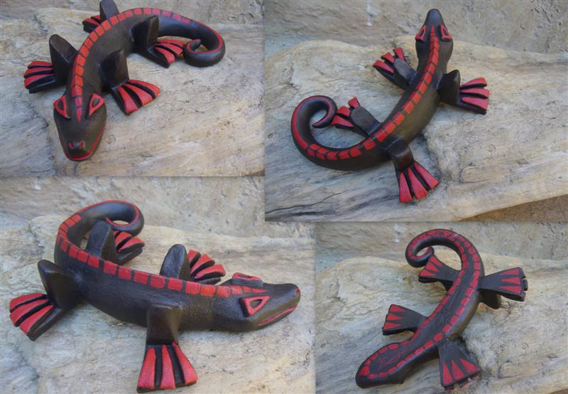 Lézard Terre Patine Bronze Décor Huile