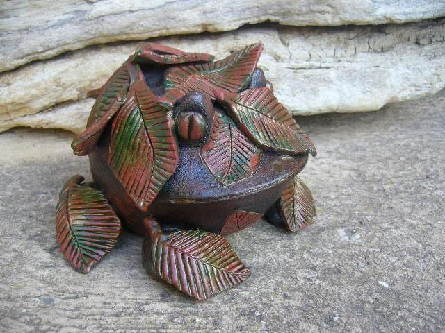 Grenouille Terre Patine Bronze & huiles