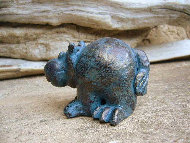 Hippopotame Hippopotamus Sculpture terre cuite céramique patine bronze
