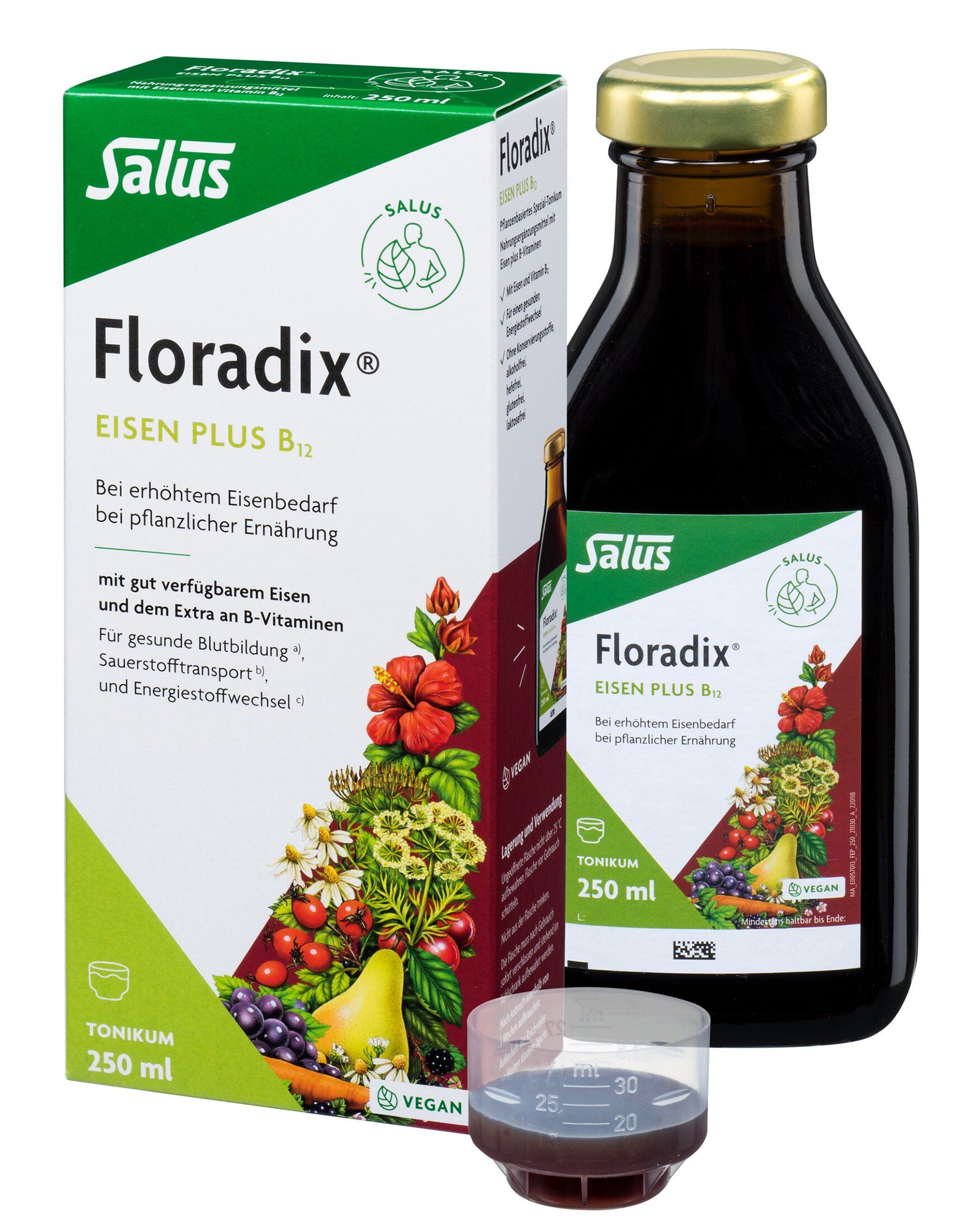 Floradix Eisen plus B12 Flasche und Verpackung