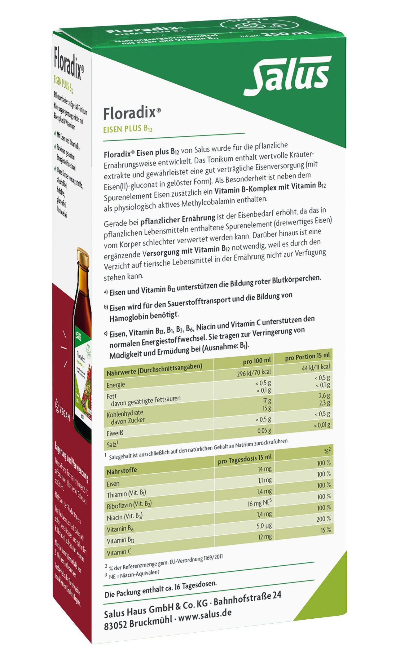 Floradix Eisen plus B12 Verpackung hinten