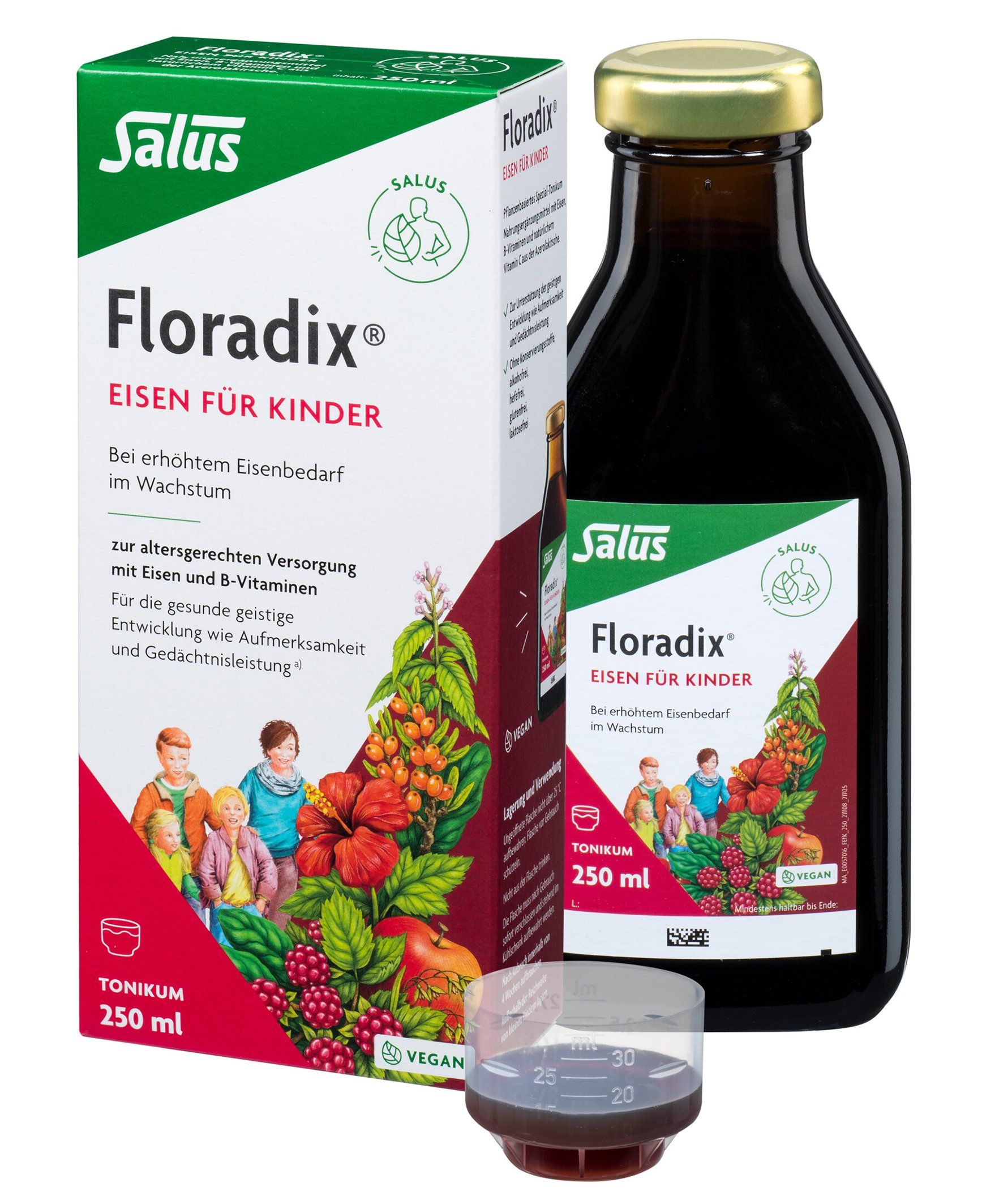 Floradix Eisen für Kinder Flasche mit Verpackung