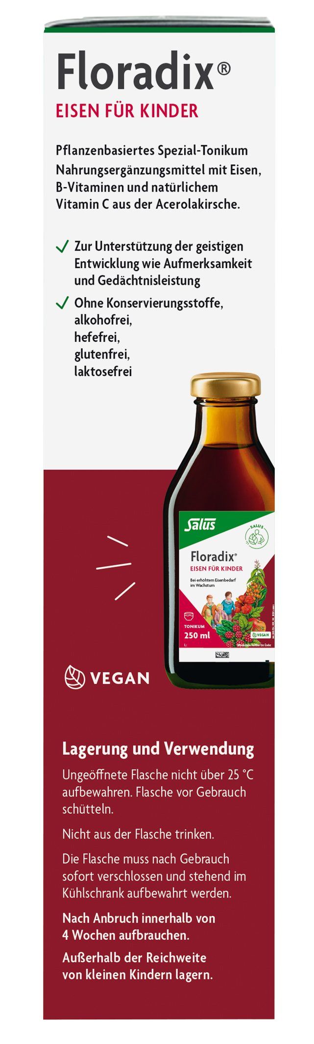 Floradix Eisen für Kinder Ausschnitt von Flasche