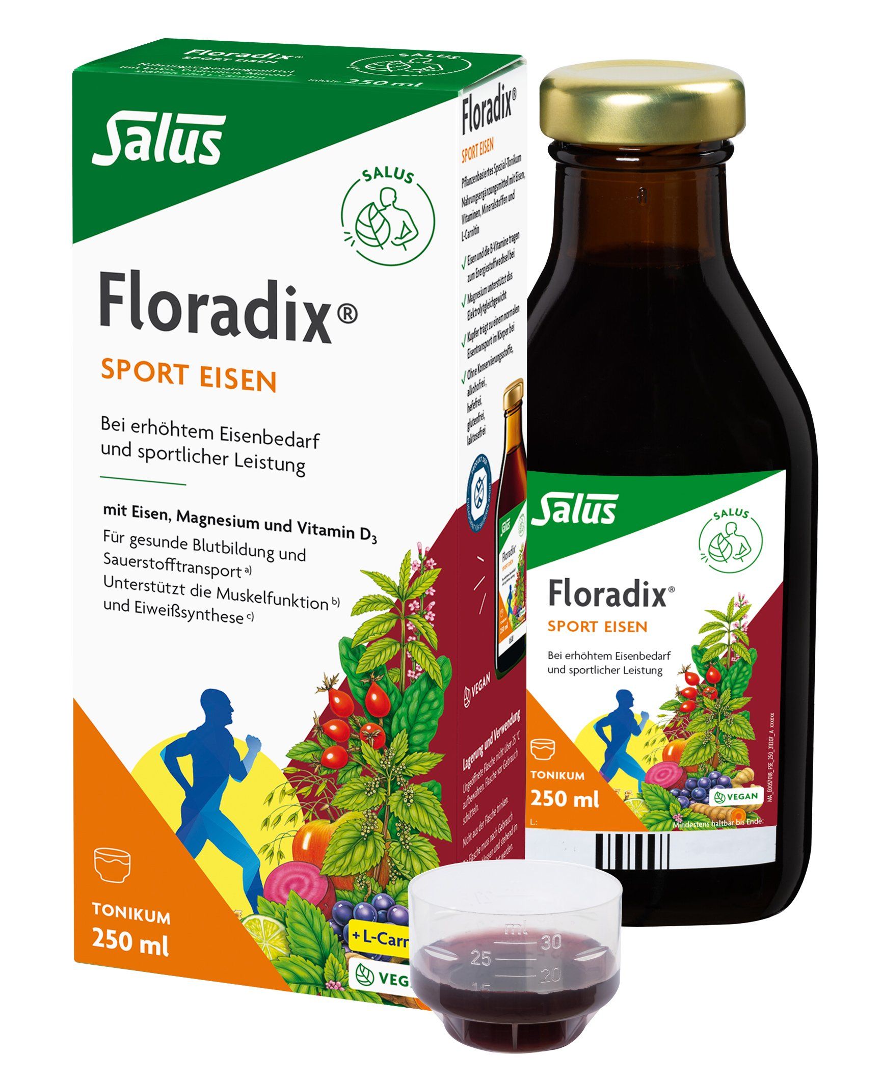 Floradix Sport Eisen Flasche mit Verpackung