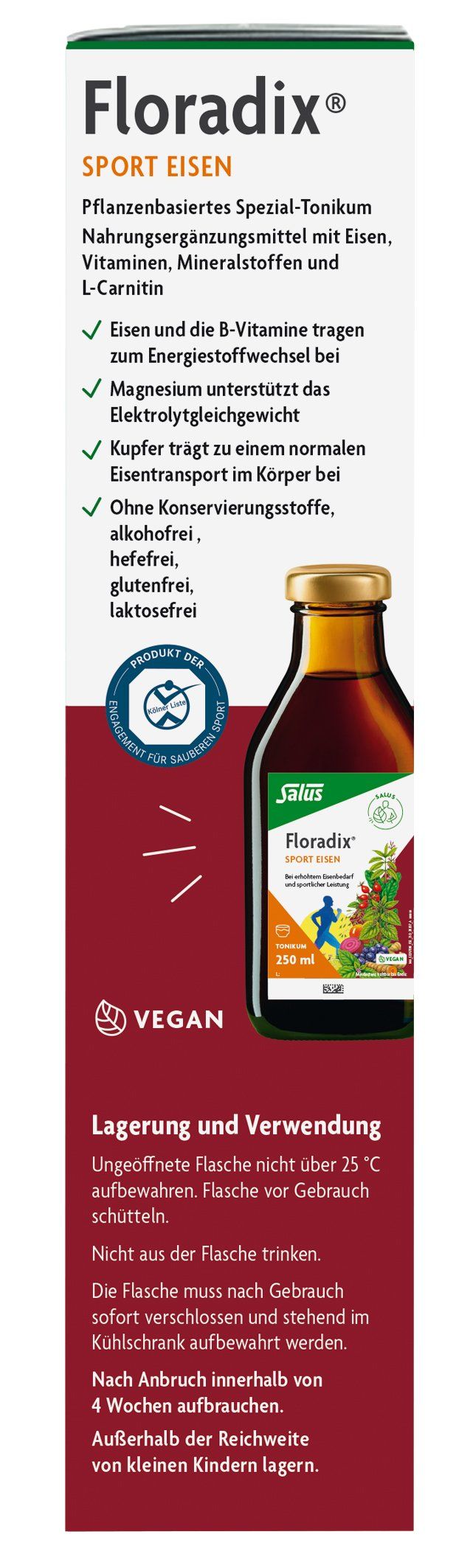 Floradix Sport Eisen Verpackung seitlich