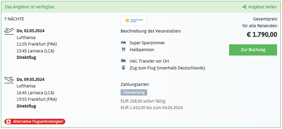 Urlaubs Deal Napa Mermaid auf Zypern