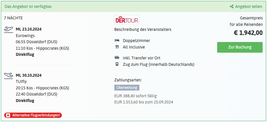 Urlaubs Deal Sentido Pearl Beach