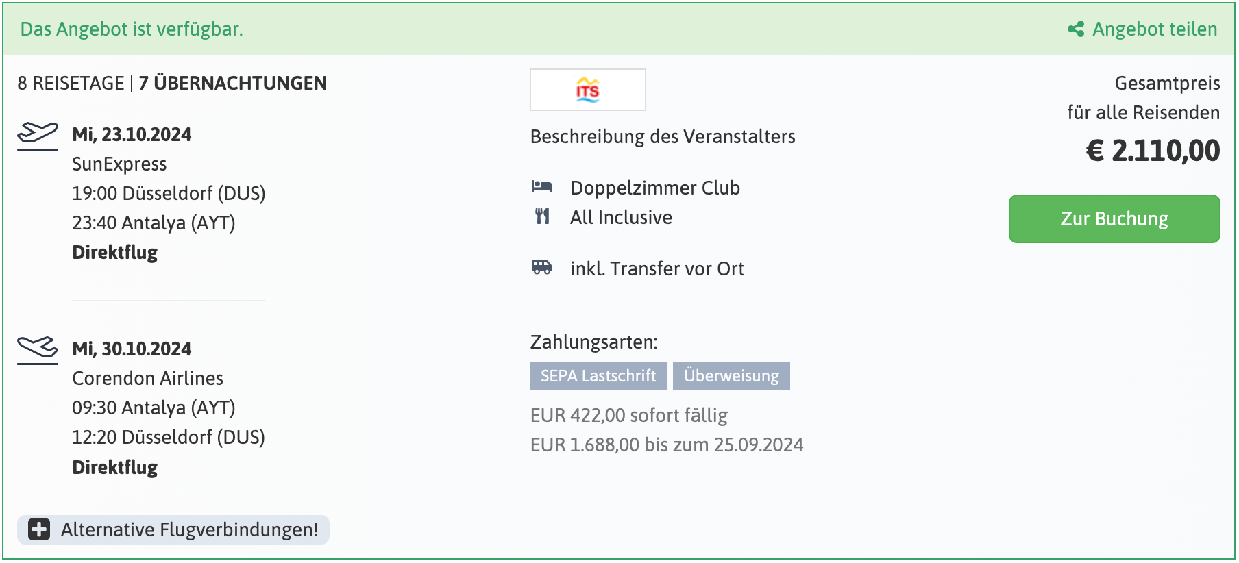 Blue Waters Club Angebot Pauschalreise