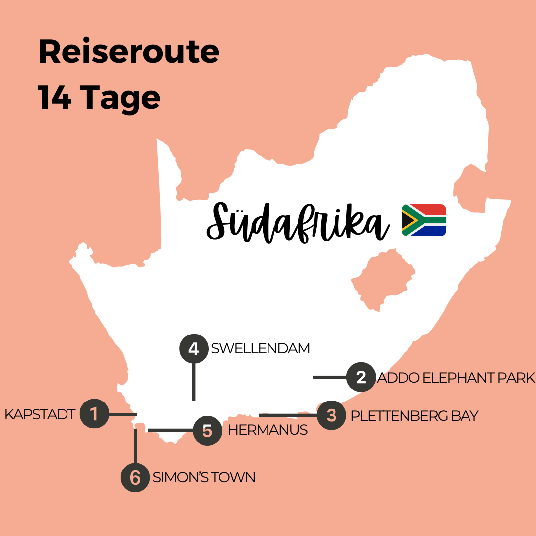 Reiseroute für Rundreise Südafrika