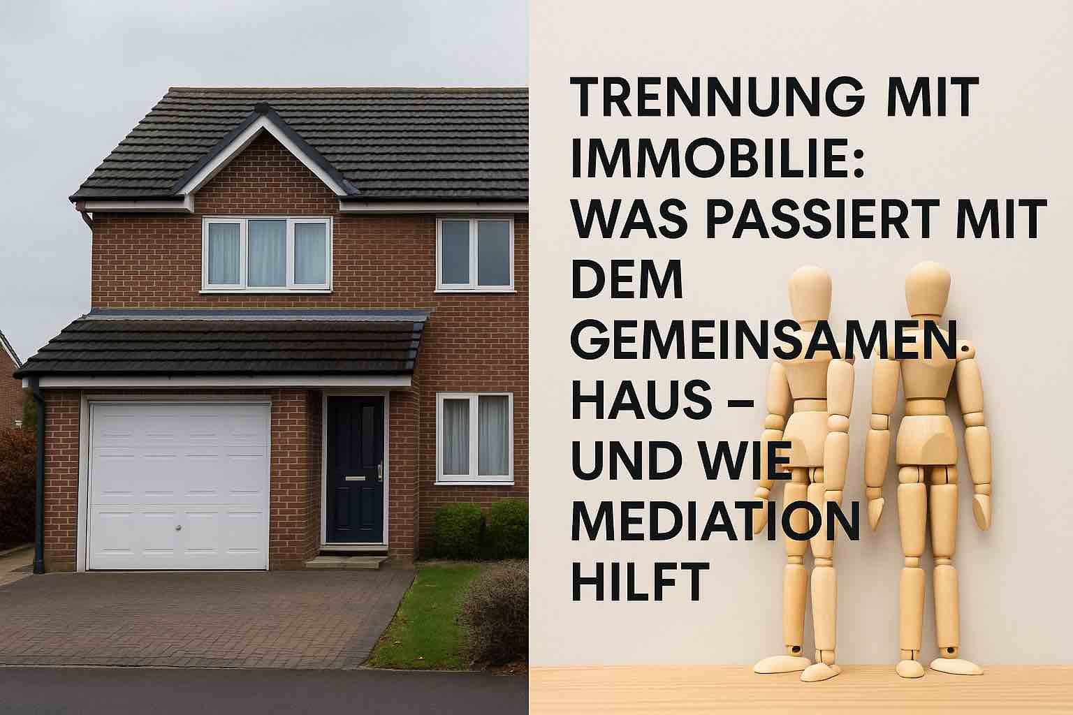 Zwei Menschen bei Trennung vor einem gemeinsamen Haus – Symbolbild für Immobilienmediation