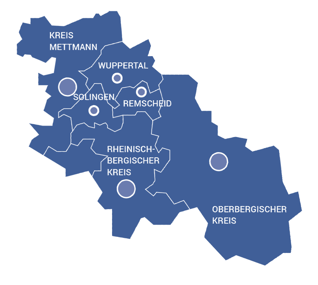 Schematische Karte der Kulturregion Bergisches Land