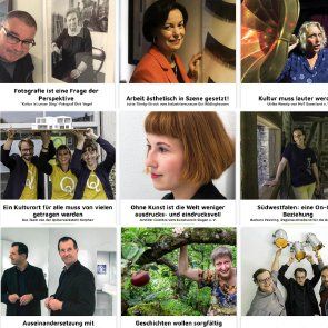 Fotocollage mit Porträts von Kulturschaffenden. Fotograf: Dirk Vogel