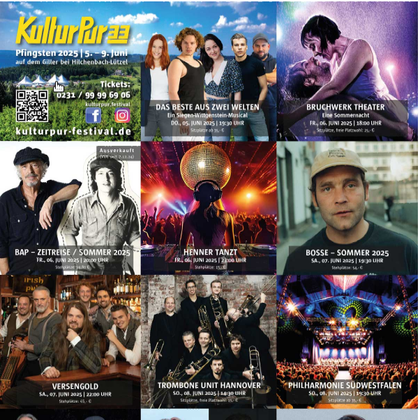 Das Plakat von KulturPur 33 zeigt verschiedene Künstler:innen.