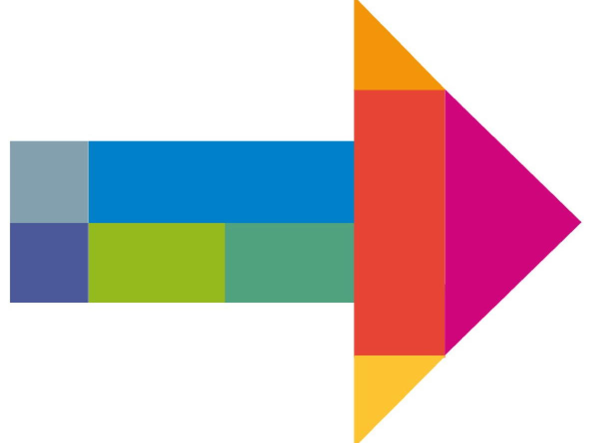 „Bunter nach rechts gerichteter Pfeil in den Farben des Logos des Regionalen Kulturprogramm NRW“