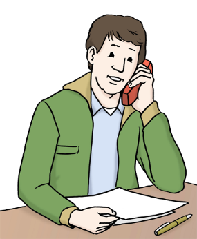 Grafische Darstellung eines Menschen mit Telefonhörer in der Hand.