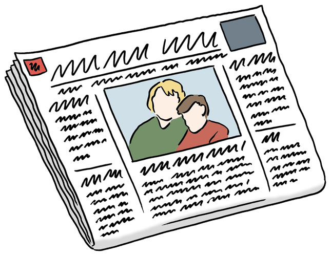 Zeichnung einer zugeklappten Zeitung.
