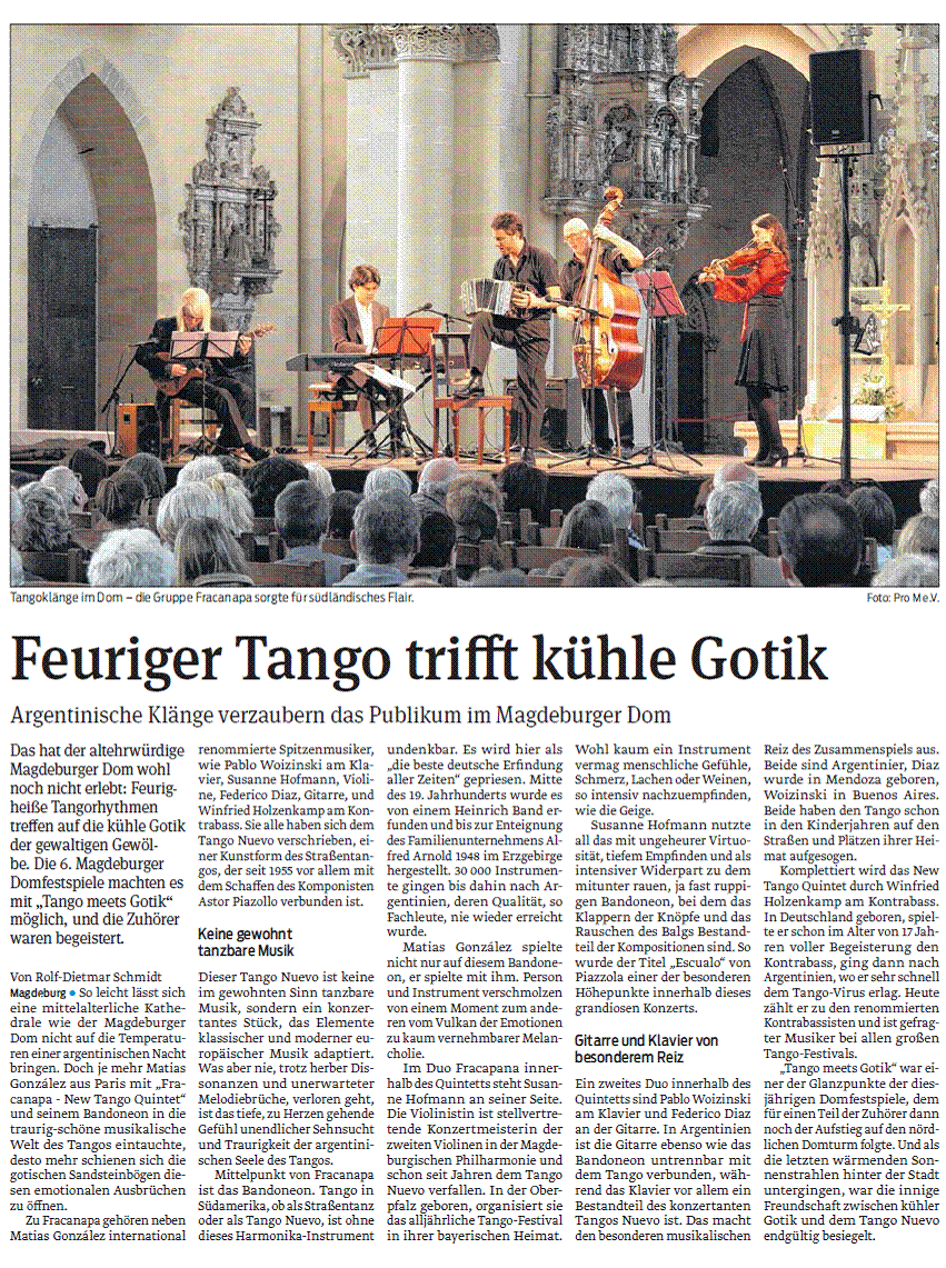 Fracanapa Quintett Feuriger Tango trifft kühle Gotik