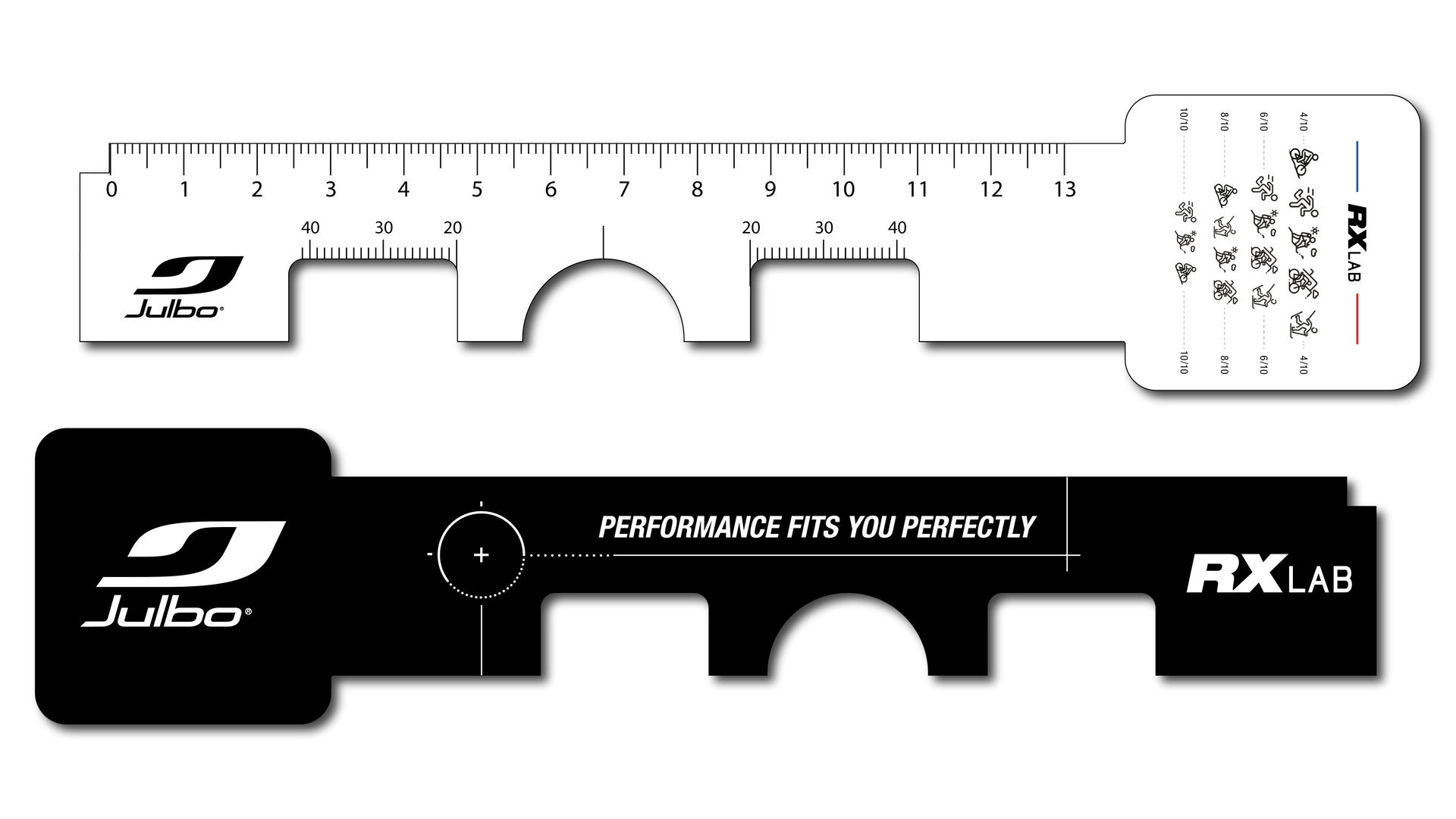 Règles optique 100% personnalisables. Conçues pour mesurer l'écart pupillaire.