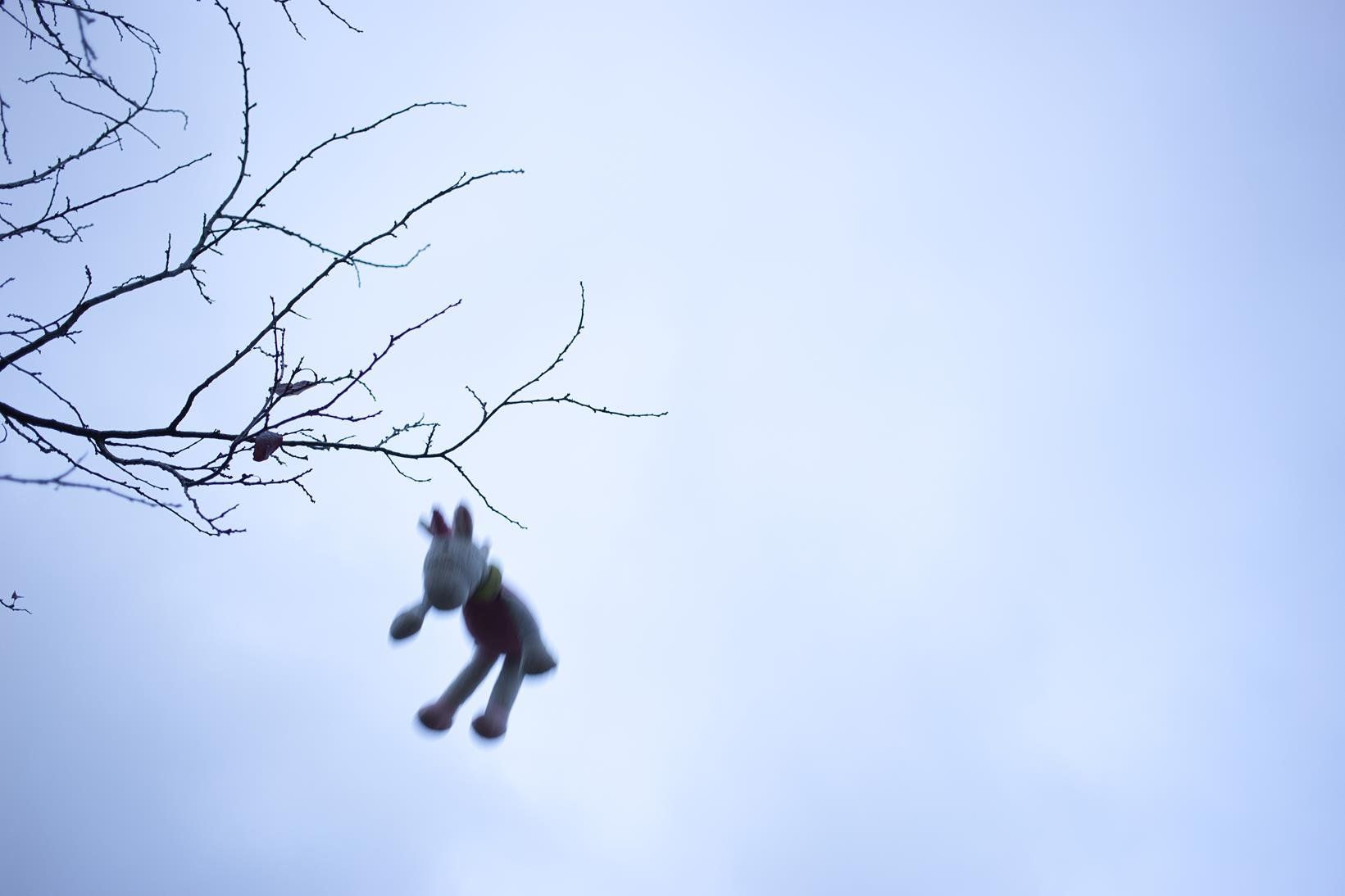 Einhorn im freien Fall aus dem Baum