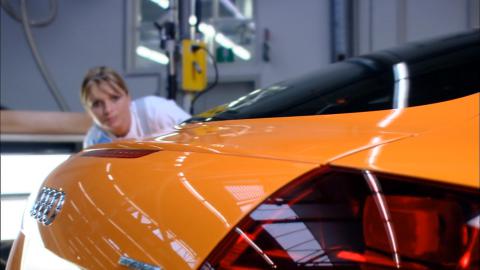 Dreharbeiten für Audi Film Autolack für Werksführung