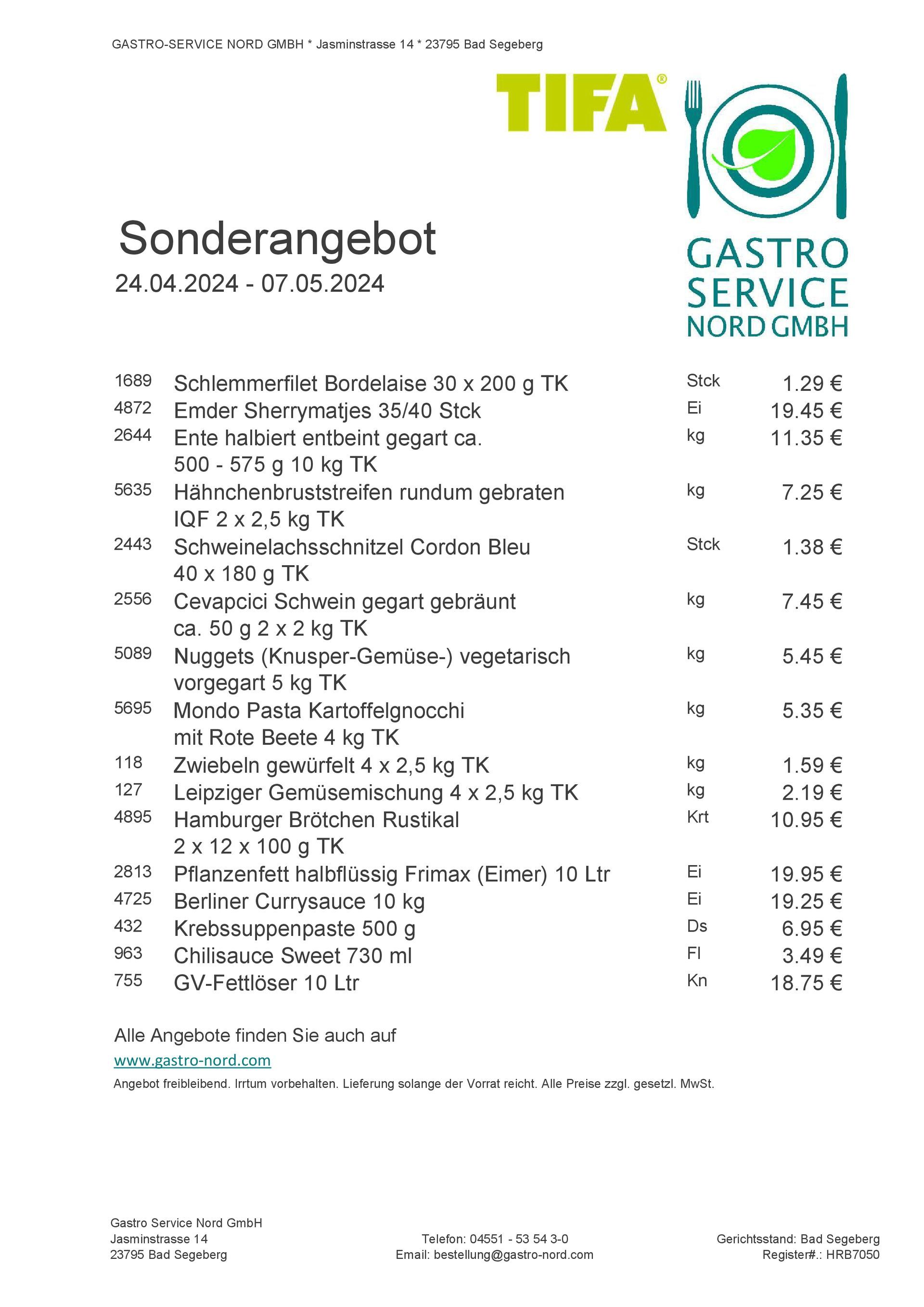 Gastro-Service Nord Sonderangebot 24.04.2024 - 07.05.2024