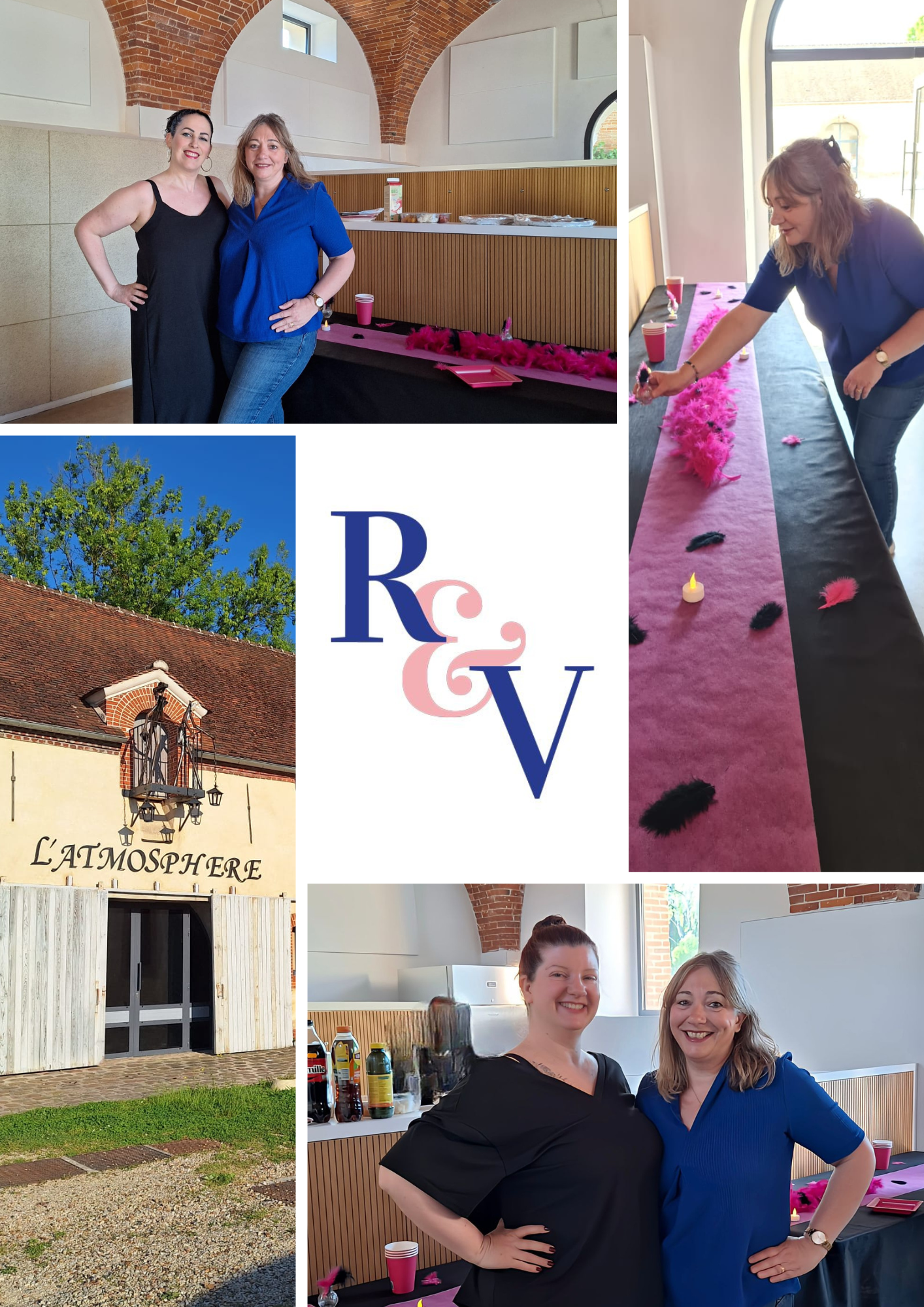 Femmes posant et décoration de table logo- Réceptions & Vous