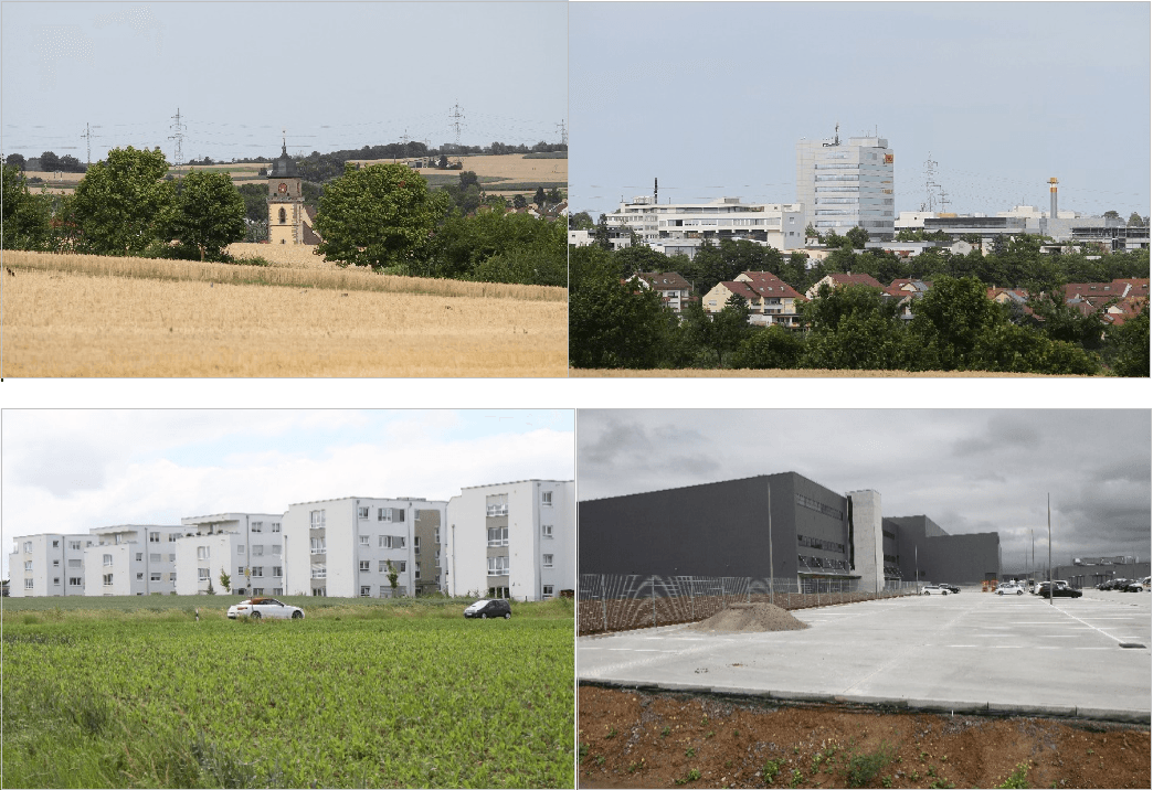 Eine Gemeinde wandelt sich: Vom Dorf zur Industriestadt (oben Schwieberdingen, unten Sachsenheim)