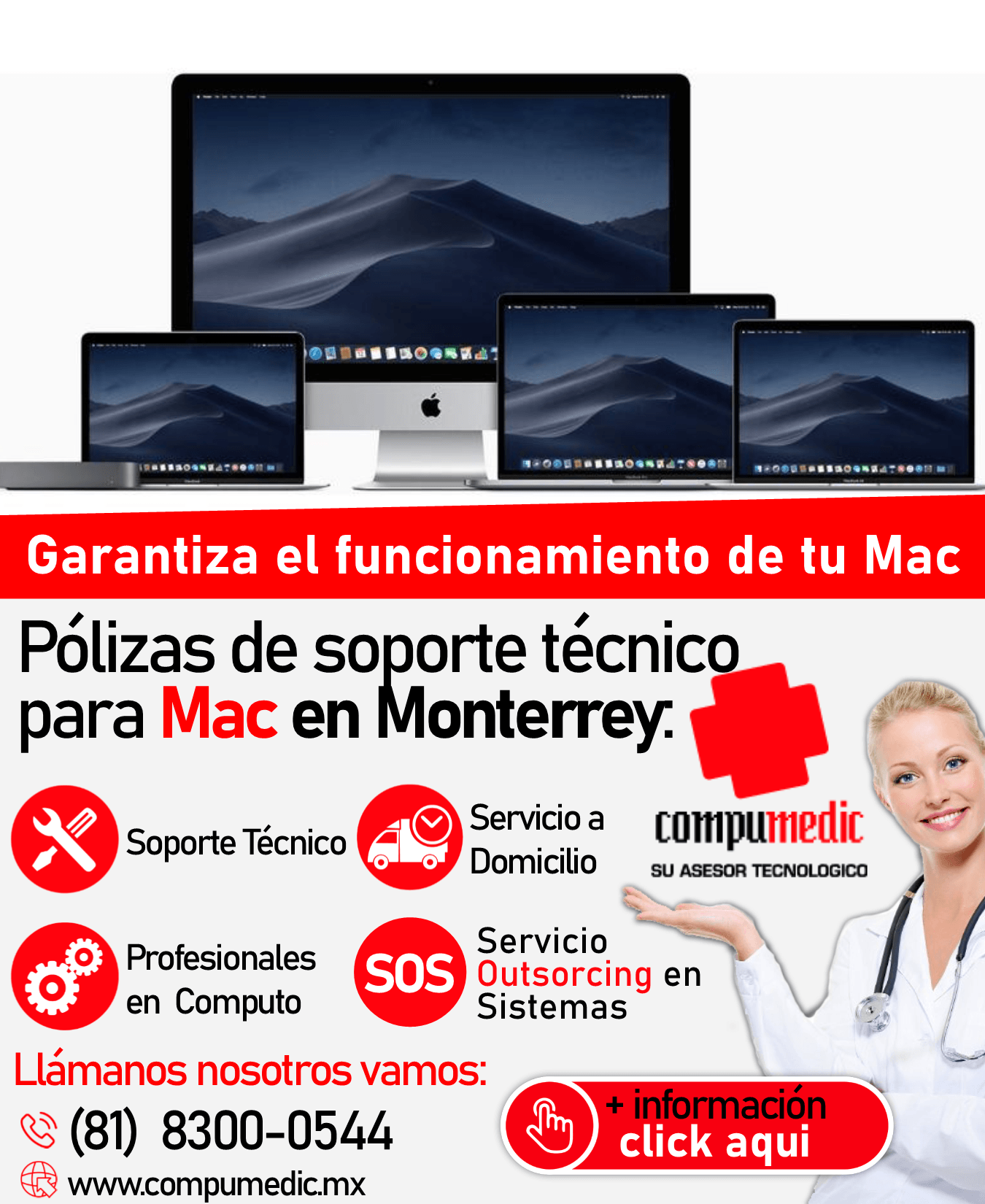 Póliza de servicio para Apple Mac en Monterrey Mac Pro, iMac, MacBook Pro, MacBook Air, MacBook,