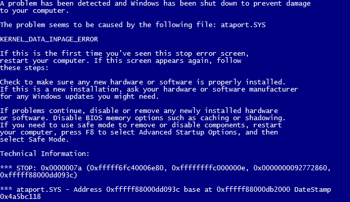 Lista de todos los códigos STOP en Windows